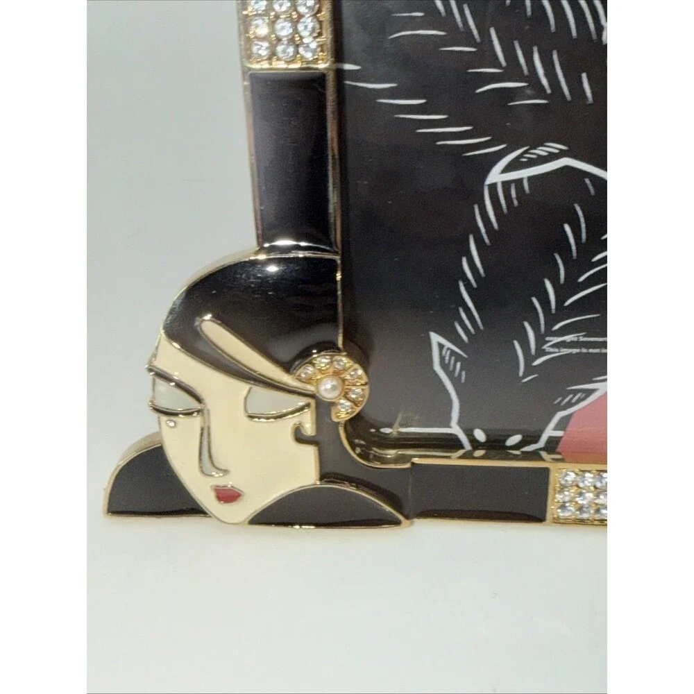 Erte Sevenarts Ltd Art Deco Enamel Metal Bedazzled Picture Frame Unique HTF